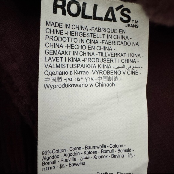 Rolla’s Corduroy Jumpsuit Burgundy 70s Retro Wide Leg Utility Boho Chic - Picture 12 of 12